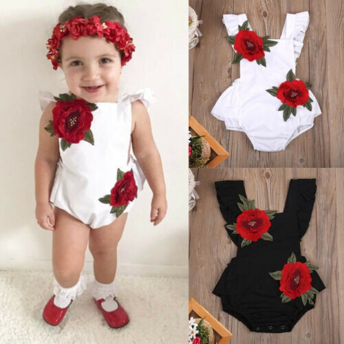 Đồ áo liền quần in hoa cho bé mới sinh