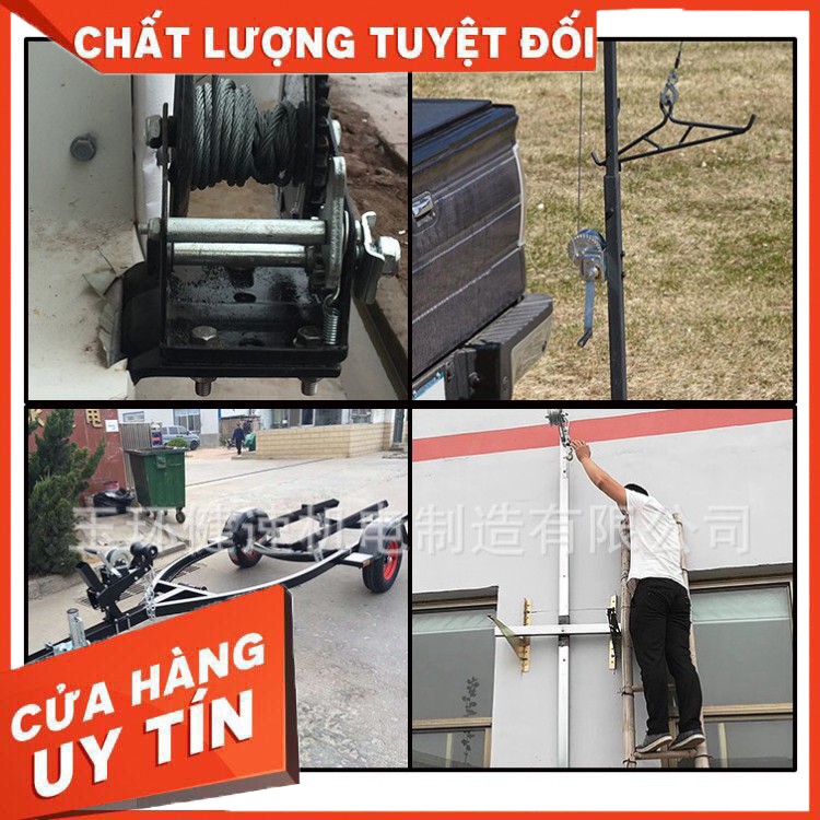 Tời Quay Tay 2500 LBS Tải Trọng 990 Kg Có Cáp Móc 10 Mét Liên Sơn