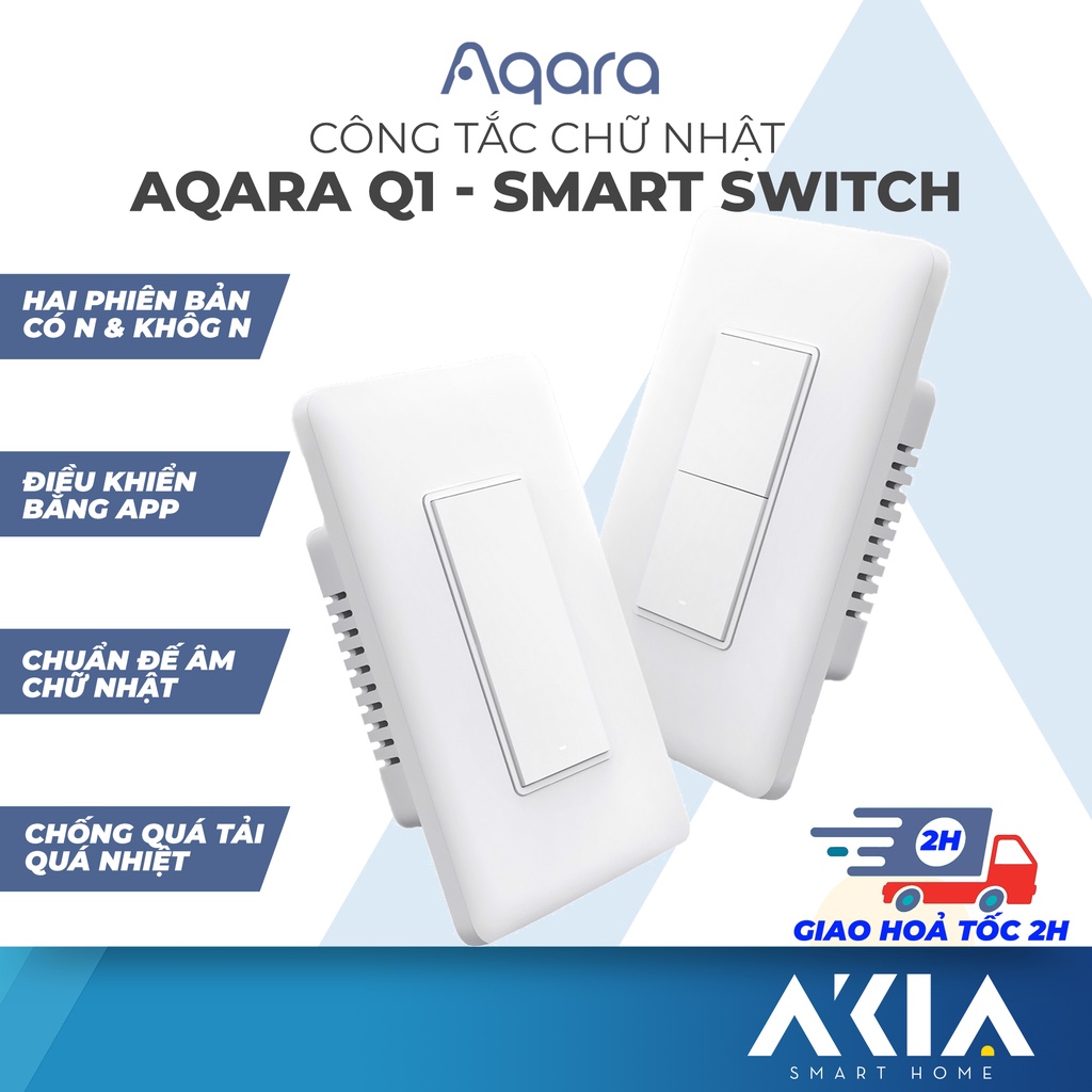 Công tắc Aqara Q1 smart wall switch chuẩn Mỹ hình Chữ Nhật - Điều khiển từ xa, bật tắt trên app, tương thích HomeKit
