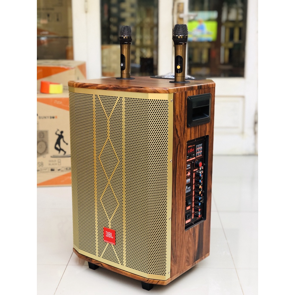 Loa kéo JBL Bass 40 Vỏ Gỗ 3 đường tiếng Cao Cấp, Tặng 2 micro Kim Loại hát Karaoke rất ấm | Bảo hành 12 tháng