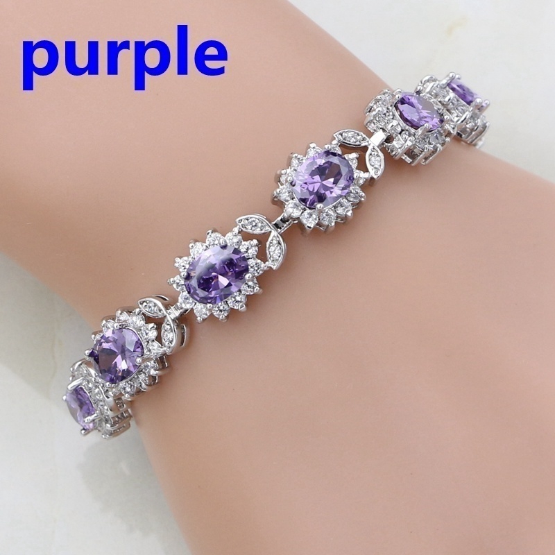 Vòng Tay Bạc Lấp Lánh Hình Oval Cho Nữ