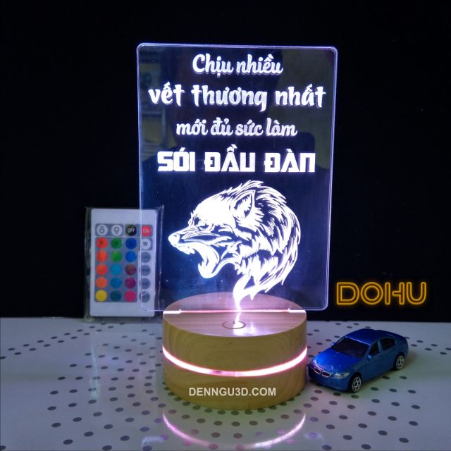 Tranh Động Lực Để Bàn Tích Hợp Đèn Led 16 Màu DOHU019: “Chịu Nhiều Vết Thương Nhất Mới Đủ Sức Làm Sói Đầu Đàn”