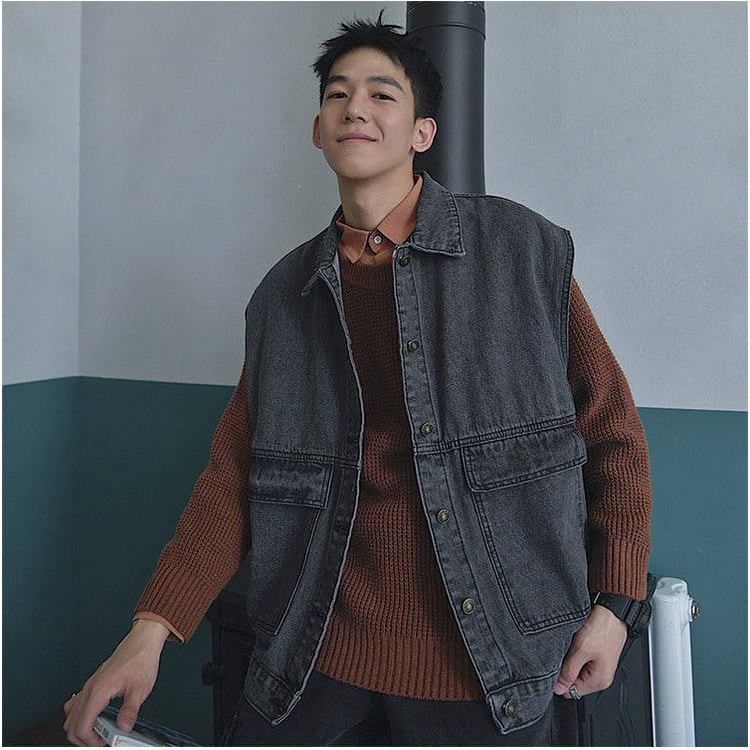 Áo khoác gile bò nam nữ bigsize MALTRIK  phong cách Hàn Quốc chất jean cao cấp có size lớn đến 95kg