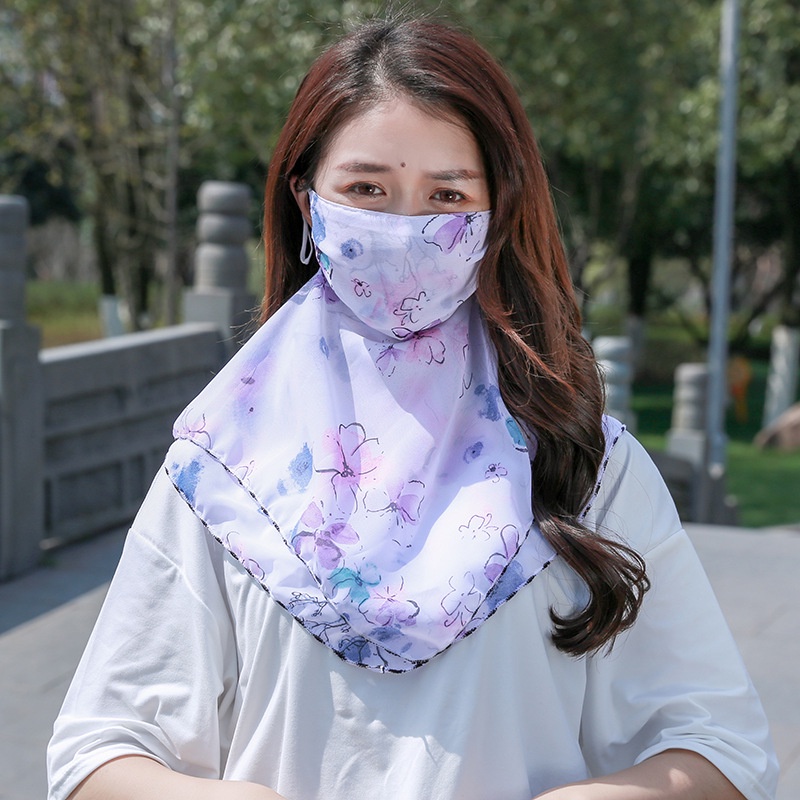 Khẩu Trang Lớn Che Mặt Chống Tia Cực Tím Bằng Vải Voan In Hoa Có Thể Giặt Và Tái Sử Dụng