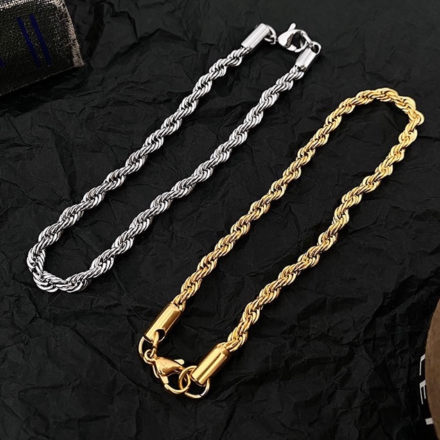 Vòng Tay Dây Thừng Dành Cho Nam Nữ Unisex Thời Trang Loki Accessories Màu Vàng Bạc Chất Liệu Inox - Vòng Smooth