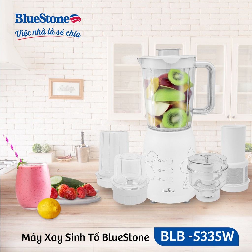 [Mã ELBLUE44 giảm 10% đơn 500K] Máy xay sinh tố ngũ cốc đa năng 4 cối BlueStone BLB-5335W