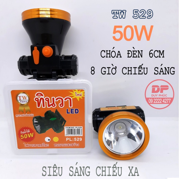 ĐÈN PIN ĐỘI ĐẦU LED SIÊU SÁNG TW 529 - PIN SẠC DUNG LƯỢNG CAO