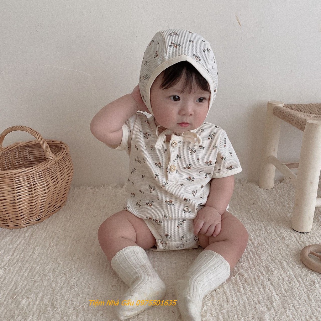 Body Hoa Nhí Cộc Tay Cotton Thông Hơi Phong Cách Hàn Quốc Cho Bé Trai/Bé Gái 4-14kg Hàng Cao Cấp