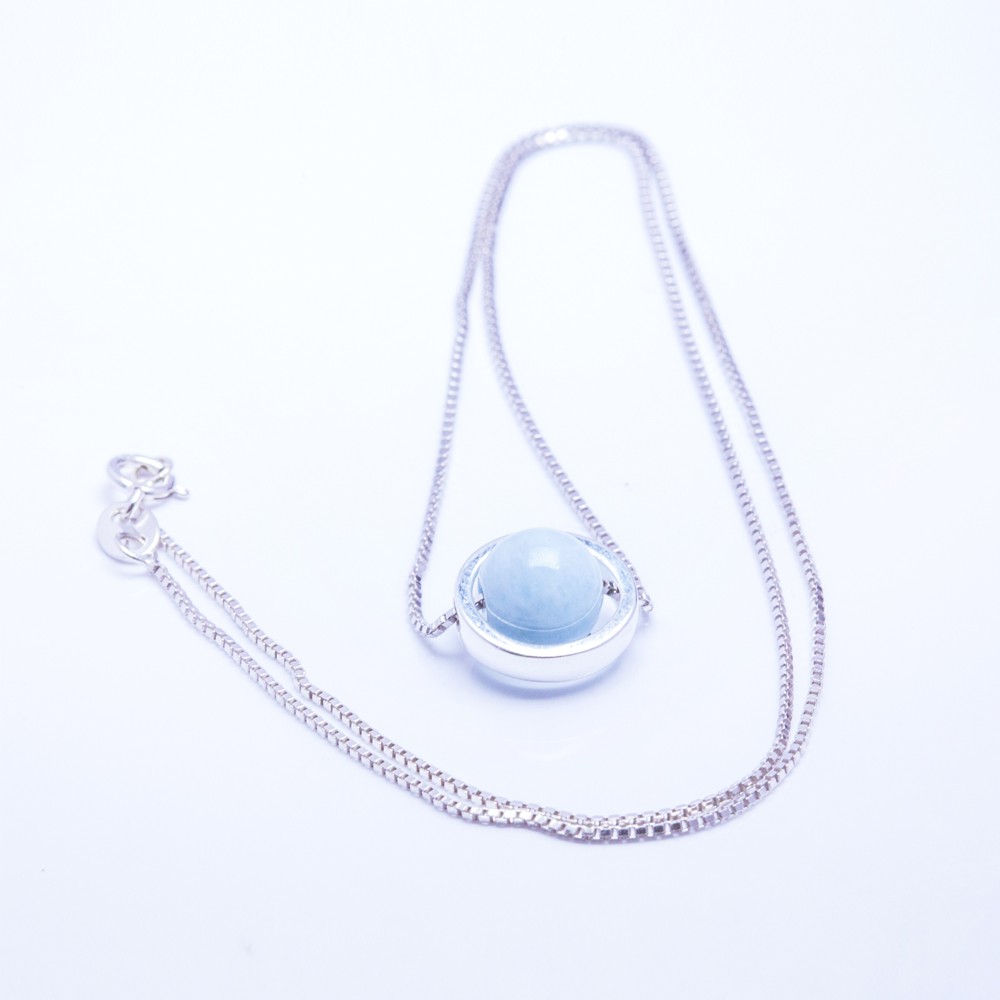 ANCARAT - Dây chuyền bạc đá phong thủy Aquamarine D4 (Mệnh Thủy)