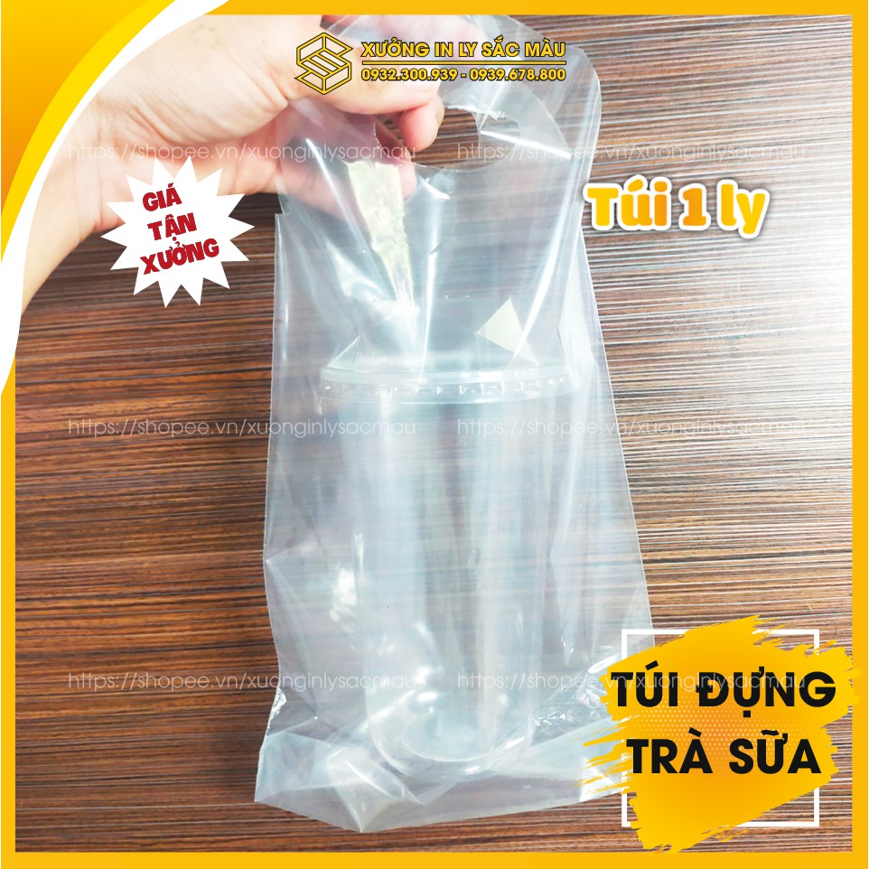 1Kg Túi bọc đựng trà sữa cà phê mang đi hàng cao cấp loại 1 - túi 1 ly, túi 2 ly, túi chữ T