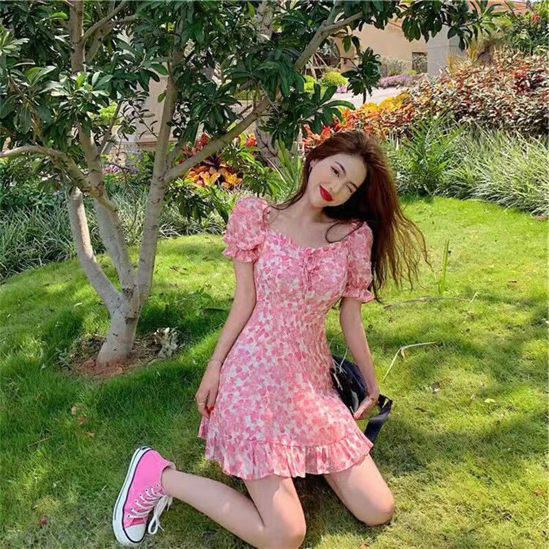 Đầm PERTY in hoa phong cách Hàn Quốc thời trang cho nữ