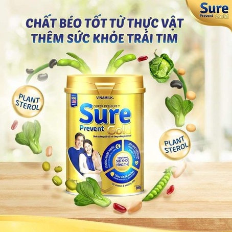 Combo 2 lon/có quà Sữa bột Vinamilk Sure Prevent 900g