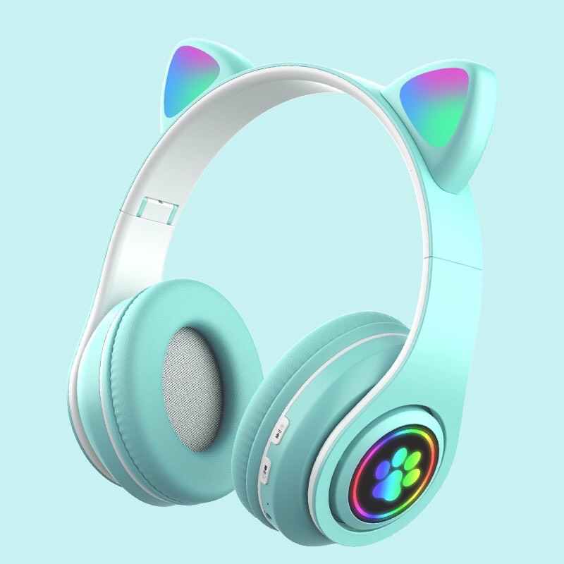 Tai Nghe Mèo Đèn Led Bluetooth STN-28 Có Mic- Đèn led Nhấp Nháy Siêu Dễ Thương
