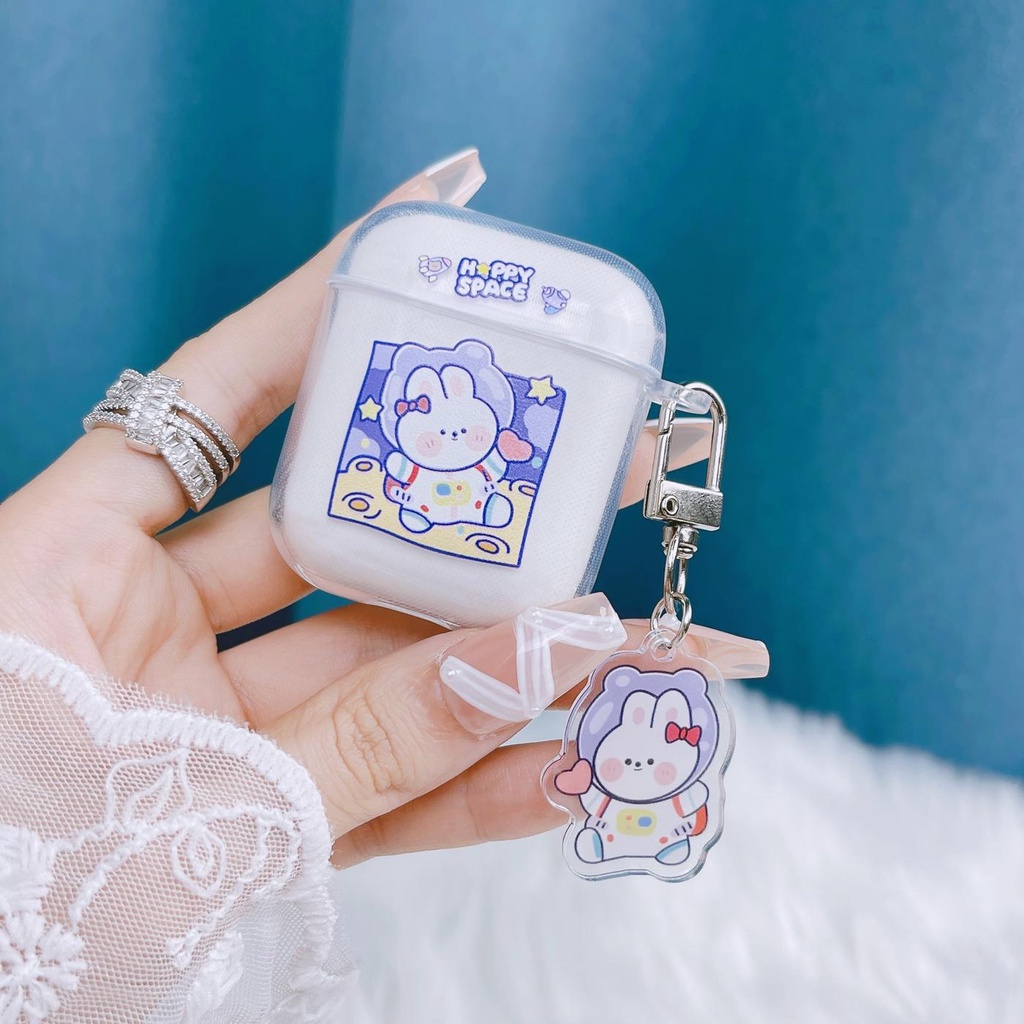 Vỏ Bảo Vệ Hộp Sạc Tai Nghe Bluetooth AirPods 1/2/3/Pro 2021 inPods i12 Bằng Tpu Trong Suốt In Hình Gấu Thỏ Dễ Thương