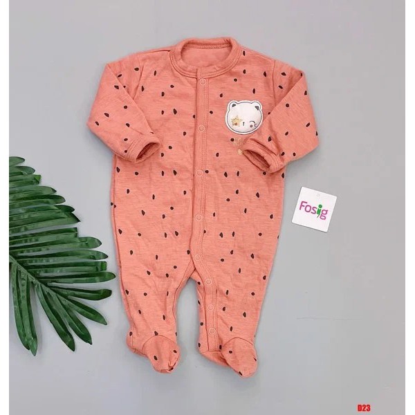 [Mã SKAMCLU8 giảm 10% cho đơn từ 100K] [4-6kg] Sleepsuit Có Vớ Bé Gái KB - Nâu Chấm Mèo