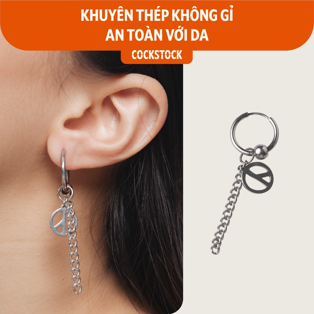 Khuyên tai vòng xích Chain hoop with Peace CockStock