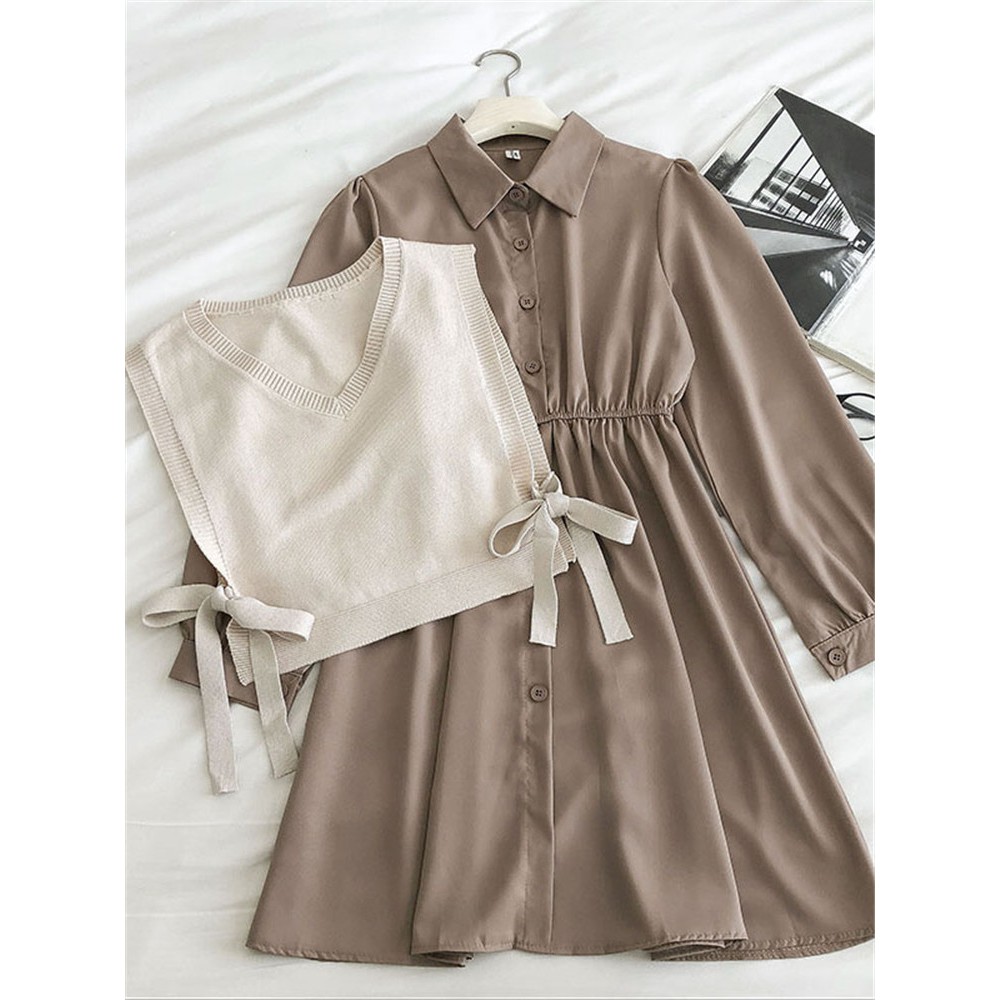 Hàng Sẵn_Trumpet hai mảnh áo đầm+gilê phong cách Hàn Quốc | BigBuy360 - bigbuy360.vn