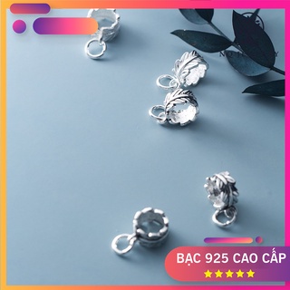 Charm bạc chiếc lá cuộn tròn gắn charm treo