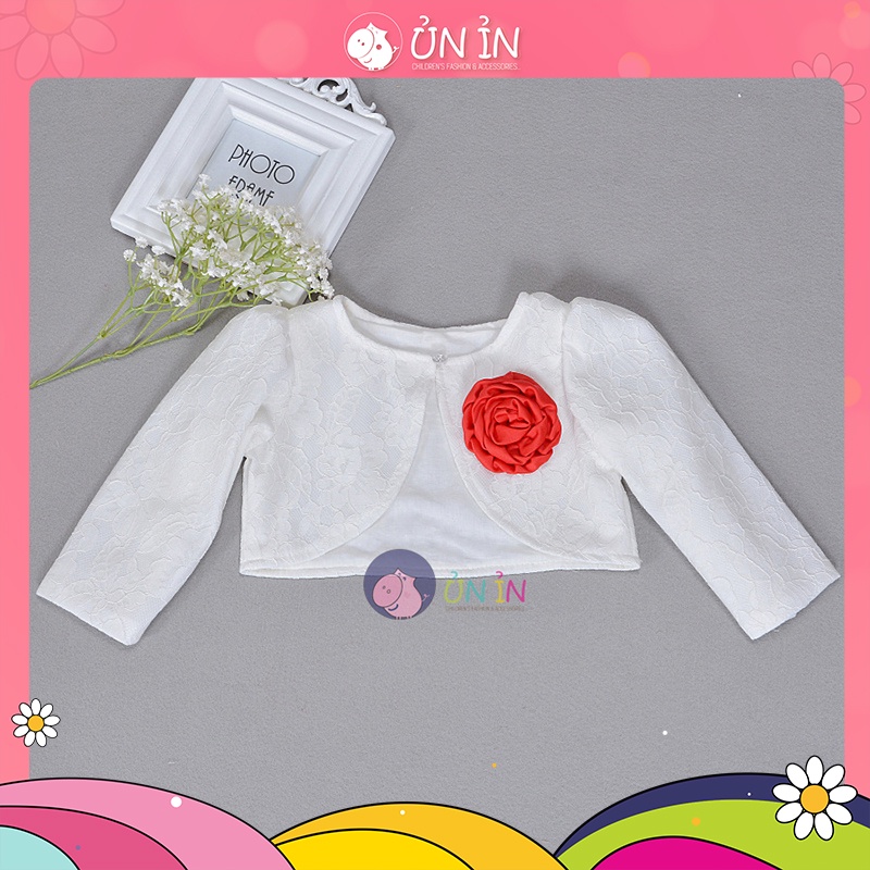 Áo khoác lửng bé gái đính hoa, áo khoác droptop cho bé gái size 3-13kg AK06