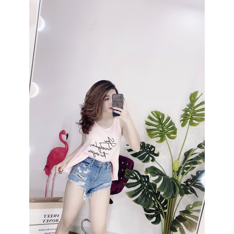 Áo thun giấy ba lỗ in chữ kí siêu xinh