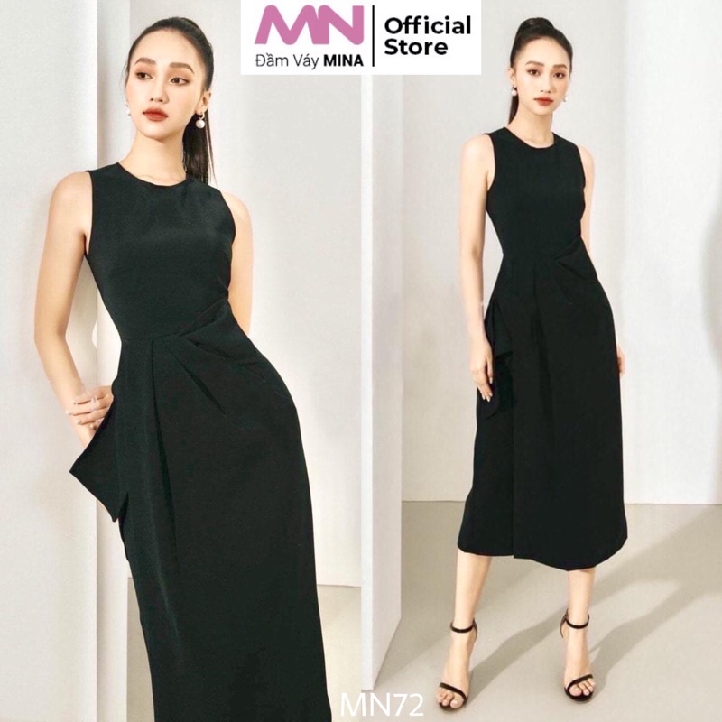 Đầm sang trọng đầm dự tiệc nơ eo dáng suông vạt chéo tuyết mưa đi chơi công sở - MN72 - Đầm Váy Mina