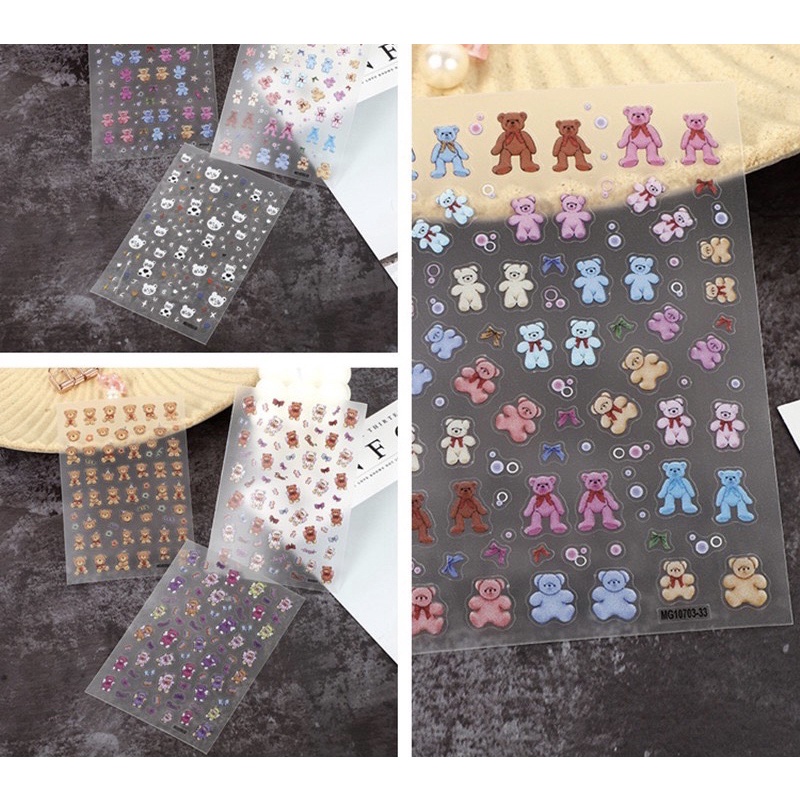 Sticker dán móng hình gấu MG10703