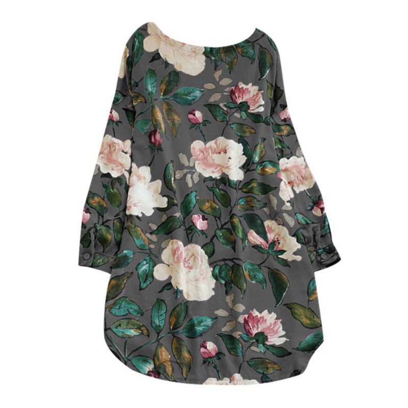 FREESHIP ĐƠN 99K_ Đầm nữ cổ tròn họa tiết hoa lá xinh xắn thời trang | BigBuy360 - bigbuy360.vn