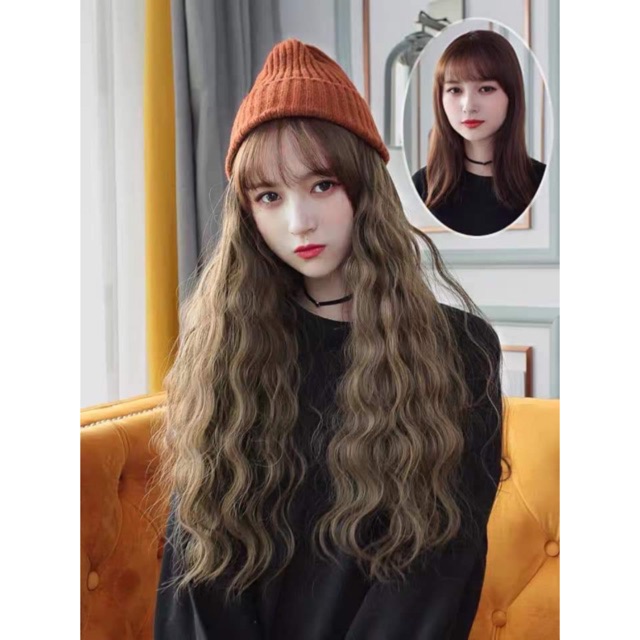 Mũ len xù❤️freeship 50k❤️ tóc mũ dính sẵn