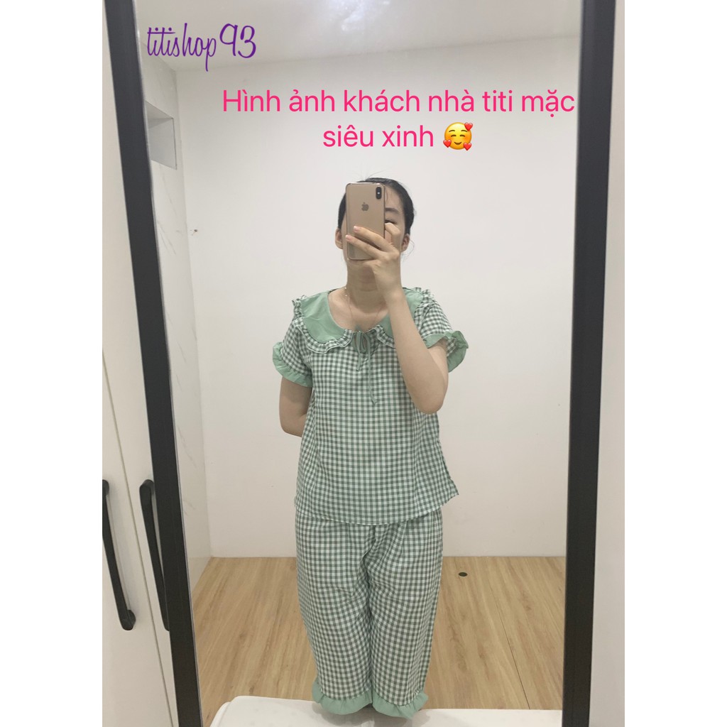 🔥[GIẢM SỐC]🔥 Bộ đồ mặc nhà siêu dễ thương 🔥FREESHIP🔥Bộ ngủ lụa caro nơ tiểu thư, siêu xinh, siêu mát/Titishop93 | BigBuy360 - bigbuy360.vn