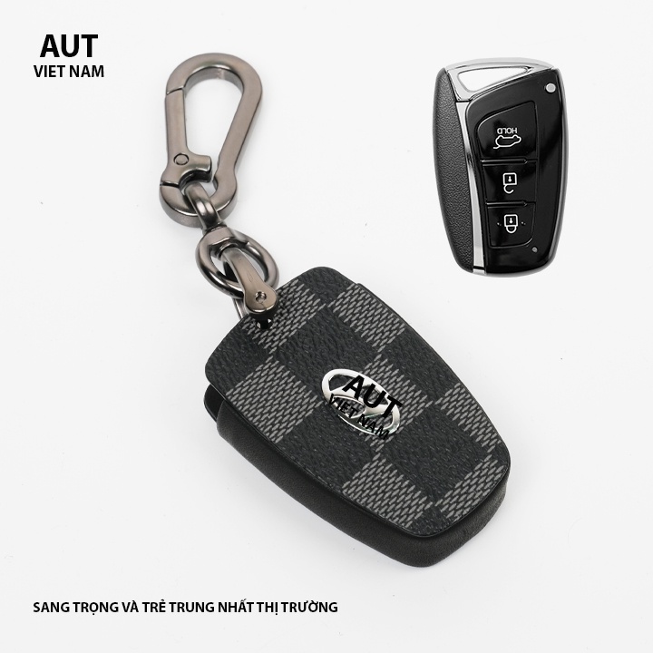 Bao da chìa khóa Hyundai  da Canvas L.V xẻ túi cao cấp