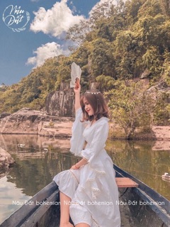 Đầm maxi tay loe