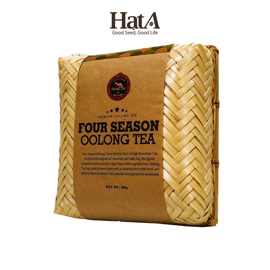 Trà ô long thượng hạng Hương Mai Cafe Premium Four Season Oolong Tea hương vị thanh nhẹ 200gr - đựng trong khay tre