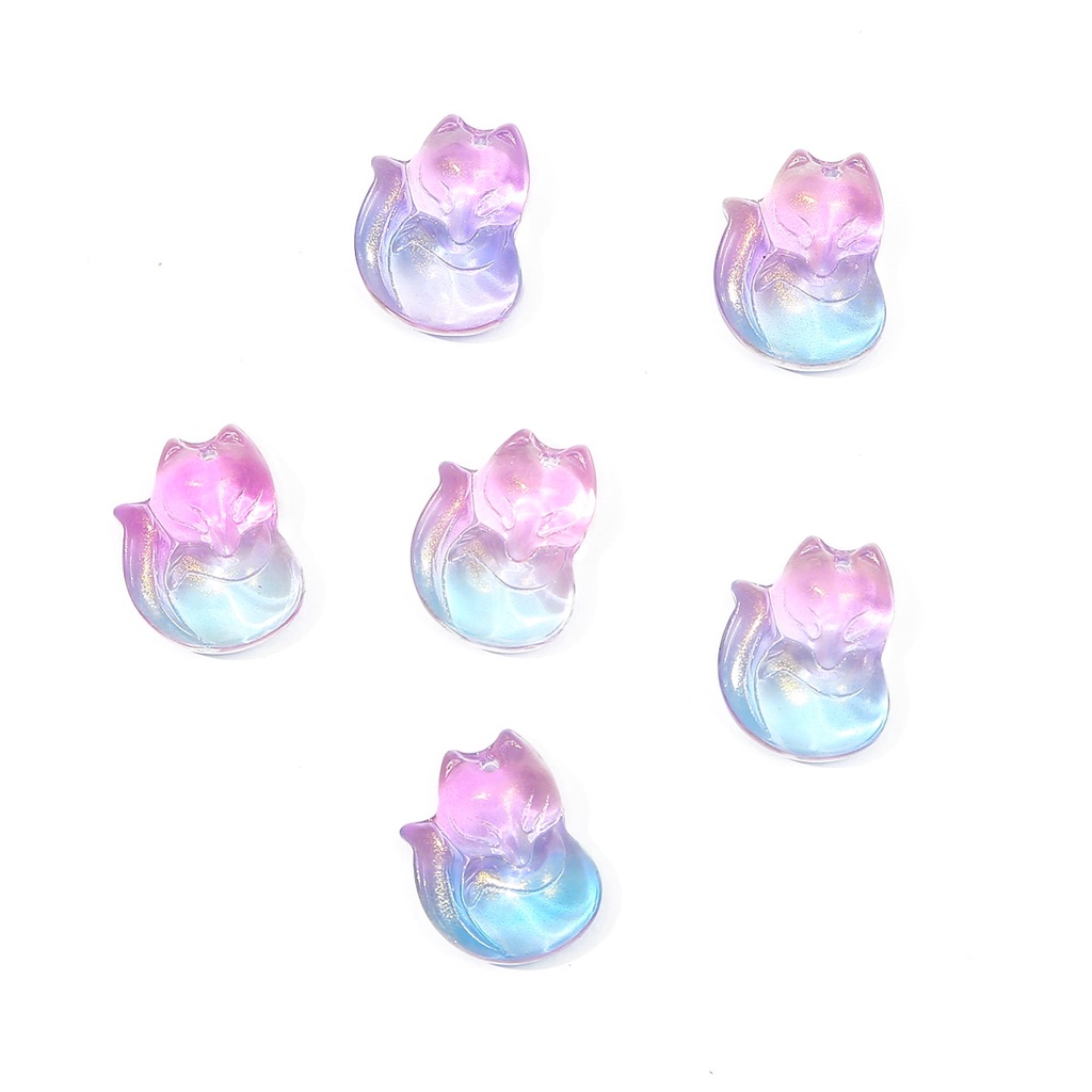 Set 10 hạt thủy tinh 18x14mm nhiều màu hình cáo dùng làm trang sức thủ công