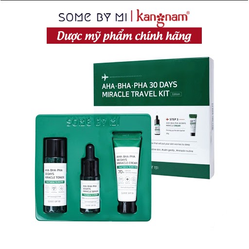 Set mini 3 món giảm mụn cấp tốc Some By Mi AHA- BHA-PHA 30 Days Miracle Travel Kit