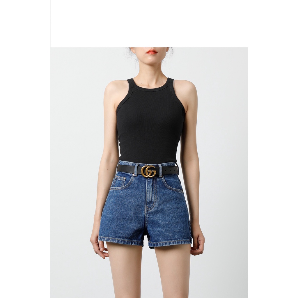 Quần short jean nữ BigSize lưng cao trên rốn, co dãn mạnh, lai cuốn, màu xanh đậm dành cho người mập 4240
