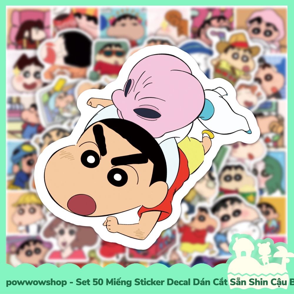 [Sẵn VN - Hỏa Tốc] Set 50 Miếng Sticker Decal Cắt Sẵn DIY Dán Trang Trí Vật Dụng Mẫu Shin Cậu Bé Bút Chì Shiny Life