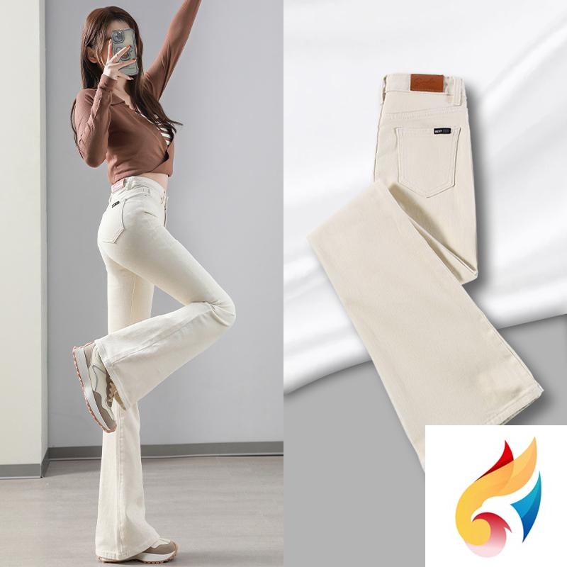 Quần Ống Loe Lưng Cao Màu Trắng 2 Be Phong Cách Mới Mùa Xuân Thu 022 Cho Nữ