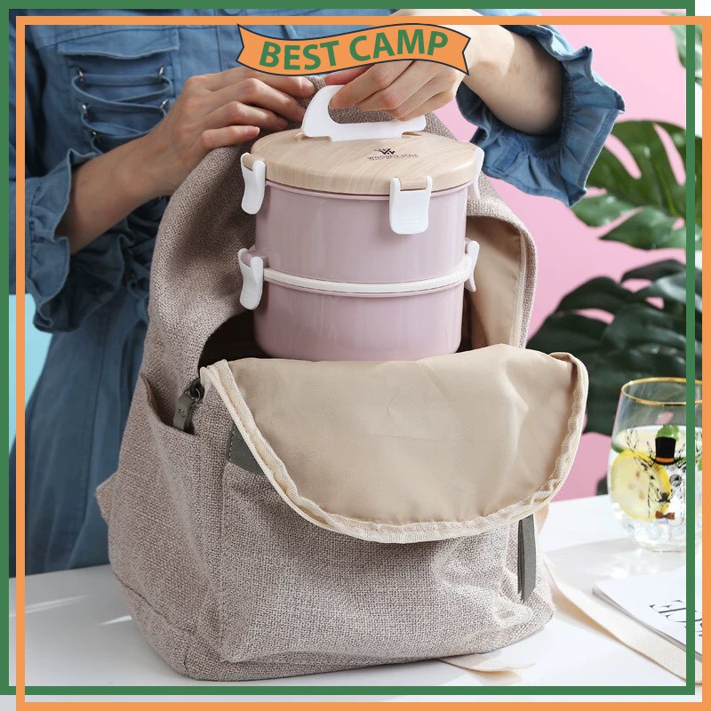 Hộp Cơm Giữ Nhiệt 2 Tầng INOX 304 Hình Tròn 1.6L | BigBuy360 - bigbuy360.vn