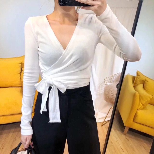 Áo cotton cổ chéo sexy | BigBuy360 - bigbuy360.vn