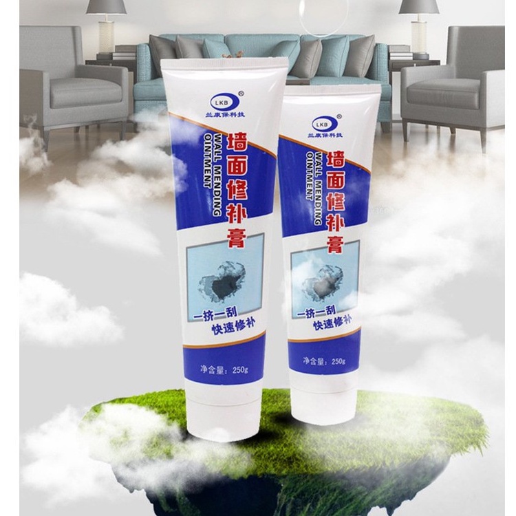 Bộ 1 Lọ Keo Vá Tường Chống Thấm LKB 250gr - Trám Trét Vết Nứt Khe Hở Tường - Chống Mốc Ẩm Làm Sạch Tường