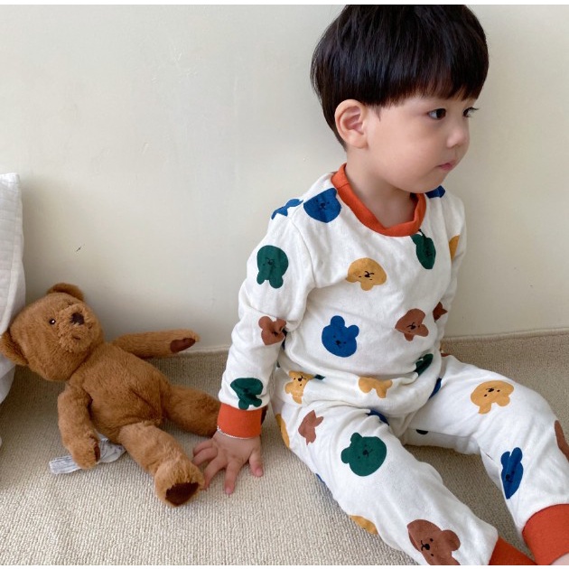 Bộ đồ 2 mảnh áo tay dài và quần dài họa tiết thỏ nhiều màu sắc dành cho bé