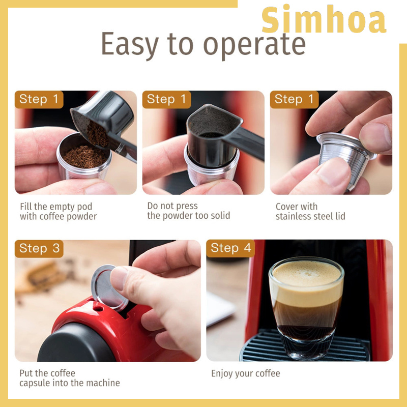 [SIMHOA]Coffee Capsule Stainless Steel Reusable for Le Cube