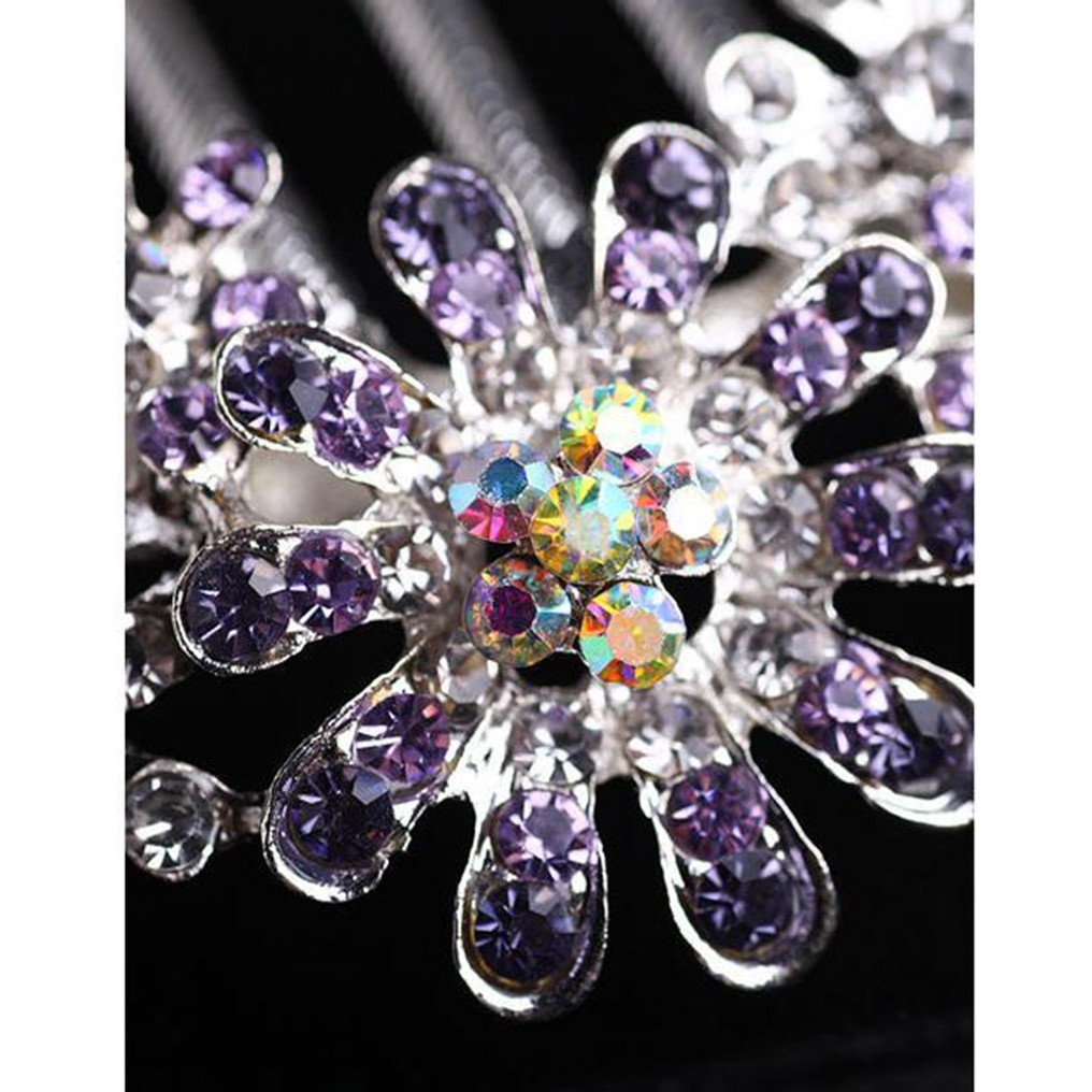 Lược cài tóc thiết kế hình hoa đính đá quý nhân tạo sang trọng quý phái dành cho nữ