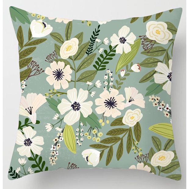 Vỏ gối vuông họa tiết hoa kích thước 40x40cm/ 45x45cm/ 50x50cm/ 60x60cm dành cho trang trí nhà cửa