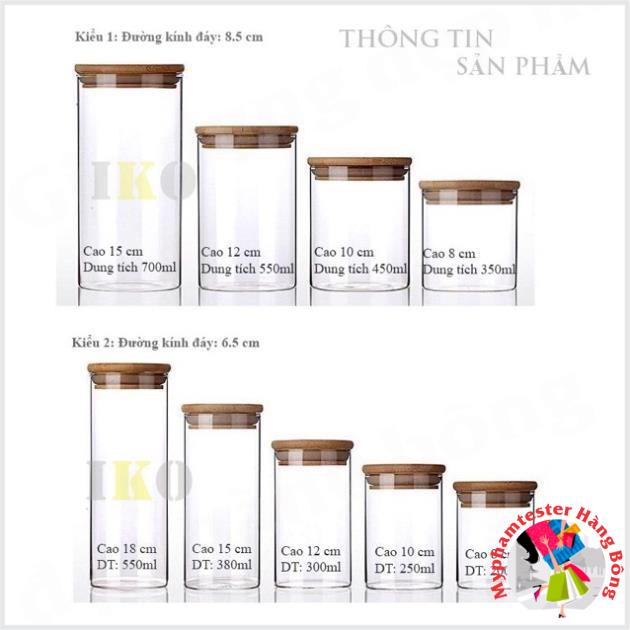 Lọ thủy tinh nắp gỗ tre chúc các cỡ hàng cao cấp