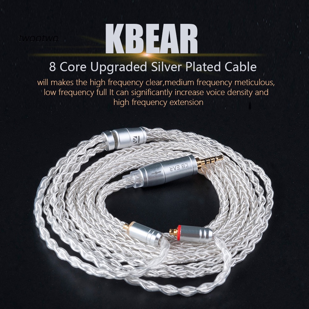 Haio| Dây Cáp Mạ Bạc 8 Lõi Cho Tai Nghe KBEAR 2.5/3.5mm 2Pin/MMCX/Bending