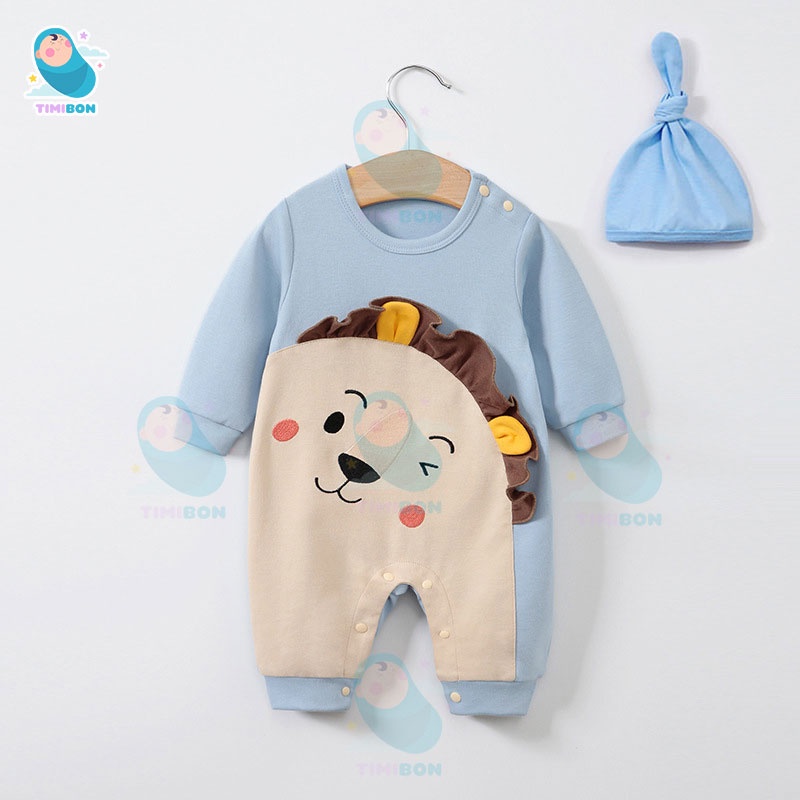 Bộ Áo Liền Quần Áo Trẻ Em Sơ Sinh Dài Tay Chất Cotton Body Hình Thú Cho Bé Trai Bé Gái [BDD17]