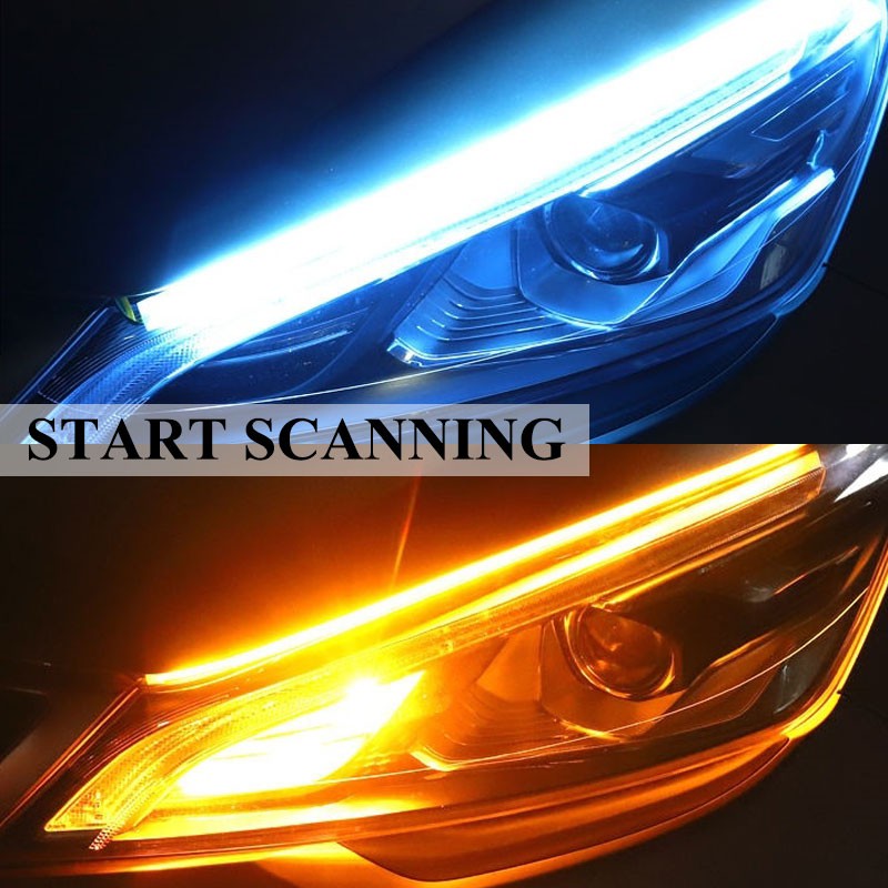 Set 2 Dải Đèn Led Drl LYMOYO Với Ánh Sáng Trắng / Vàng Chống Nước Cao Cấp Dành Cho Xe Ô Tô