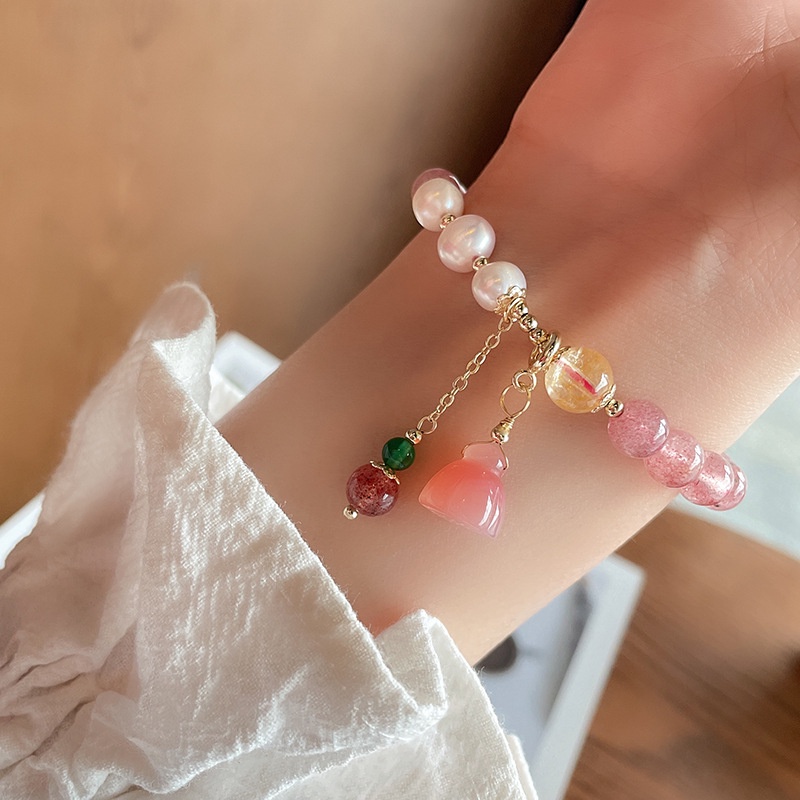 Vòng Đeo Tay Hình Bướm Đính Đá Pha Lê Hồng Thời Trang Xuân Hè Cho Nữ