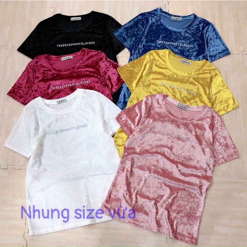 Áo thun nhung phom ôm vừa